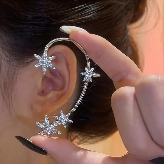 Silver Plated Metal Butterfly Ear Clips Without Piercing For Women Sparkling Zircon Ear Cuff Clip Earrings Wedding Jewelry