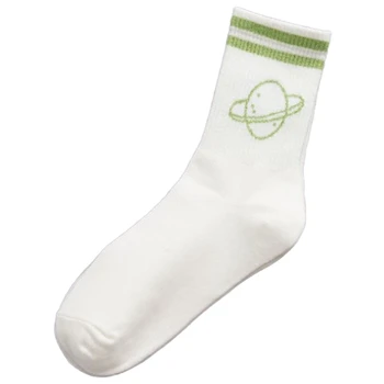 

1 Pair Womens Unisex Planet Stripes Skateboard Crew Necks Cotton Couple Casual