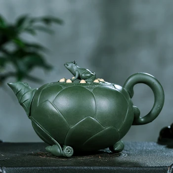 

(new) authentic yixing recommended undressed ore chlorite manual frog lotus pot of authenticity