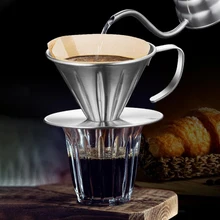 

Reusable Coffee Filter 304 Stainless Steel Cone Coffee Filter Baskets Mesh Strainer Pour Over Coffee Dripper High Quality