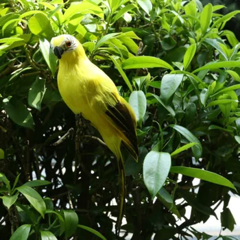 

2Pcs Yellow&Blue Lifelike Bird Ornament Figurine Parrot Statue Lawn Sculpture For Home Decor, Desktop Ornament, Garden Ornament