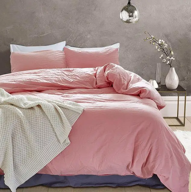 Simple Style Cotton Quilt Cover Solid Comforter Bedding Sets, Home Textile Twin King Queen Size Bed Set 