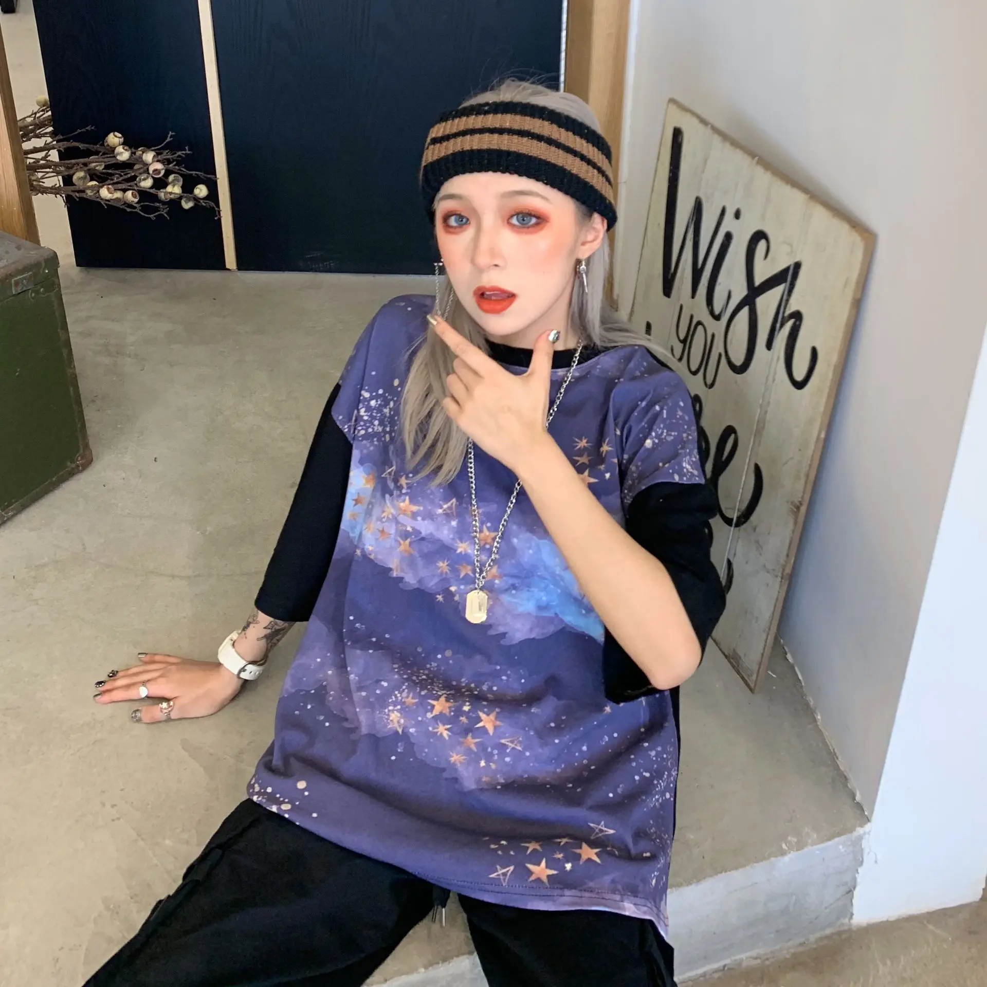 Харадзюку летняя негабаритная женская футболка Корейская ulzzang 90s футболка для девочек Студенческая Винтажная футболка в стиле хип-хоп Уличная белая футболка