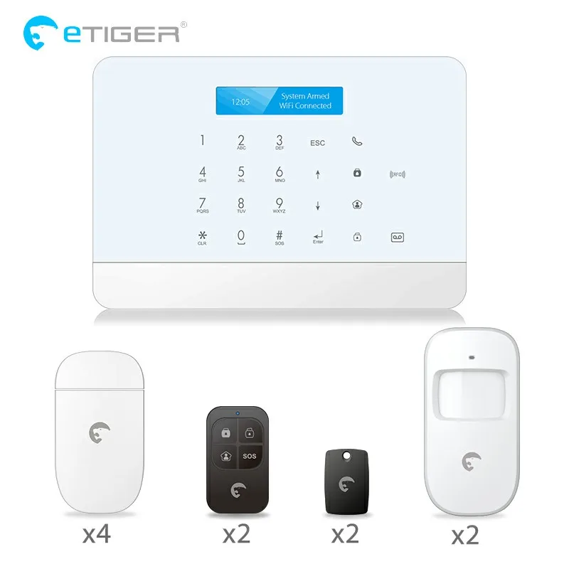 TY-S6-P ETiger TY-S6, профессиональная сигнализация Tuya, система безопасности, умный дом, wifi, GSM домашняя система охранной сигнализации, ip-камера Alexa Google home - Цвет: TY-S6-P