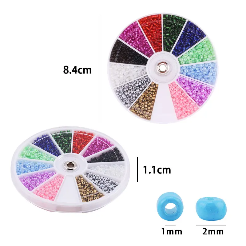 2000pcs/Lot 12Grids Glass Seed Beads Set Charms Jewelry