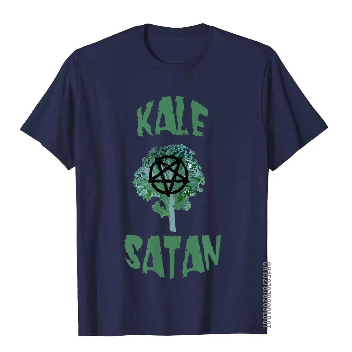 Kale Satan Funny Demonic Pentagram Vegetable T-Shirt__B14168navy