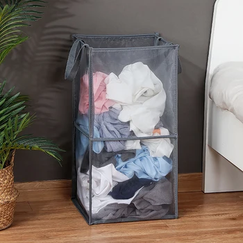 

Mesh Open Up Washing Laundry Hamper Foldable Laundry Basket Household Clothing Organizer Dirty Clothes Storage Basket