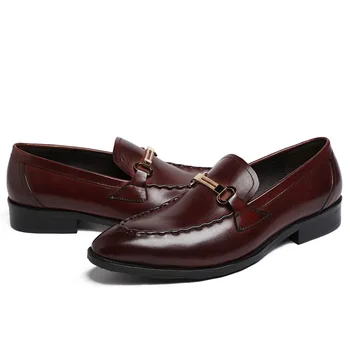 

Fashion England Style Brand Mens Formal Genuine Leather Breathable Brown Black Business Office Men Shoes Plus Size 38-44