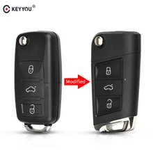 KEYYOU تعديل الوجه مفتاح بعيد قذيفة ل Volkswagen VW بولو باسات B5 جولف MK5 بيتل 3 أزرار استبدال غطاء مفتاح السيارة