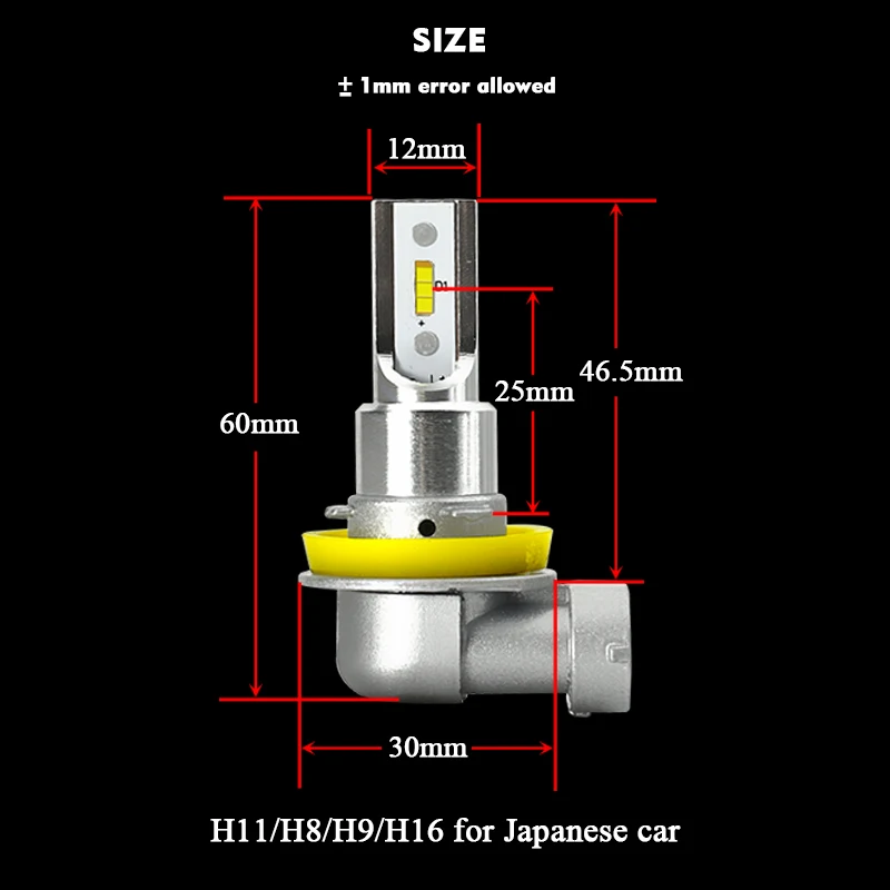 CNSUNNYLIGHT 2Pcs H11 H8 LED Car Fog Light No Error 2400Lm 6000K White 3000K 8000K Auto DRL Lamp CAN-Bus Bulbs for Seat Leon MK3 (17)