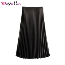 Плиссированные женские юбки осень зима однотонные мягкие Touch Midi элегантные женские юбки с эластичной резинкой на талии женские юбки на молнии сбоку