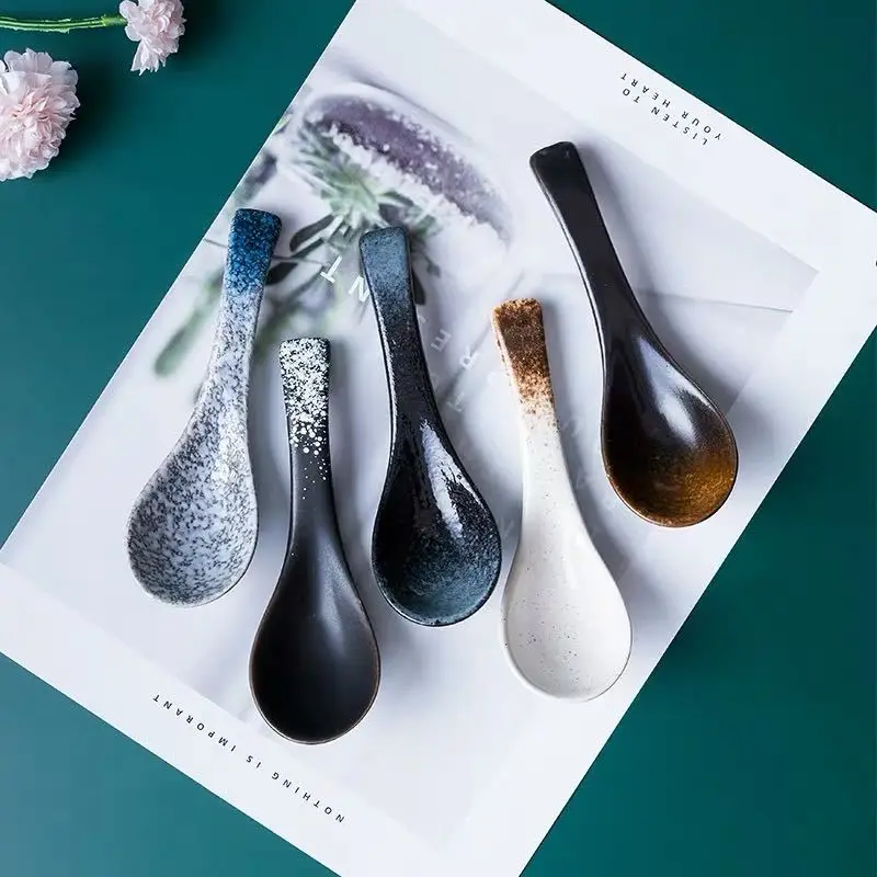 Керамическая ложка для супа японская посуда еды креативные ложки кухонная