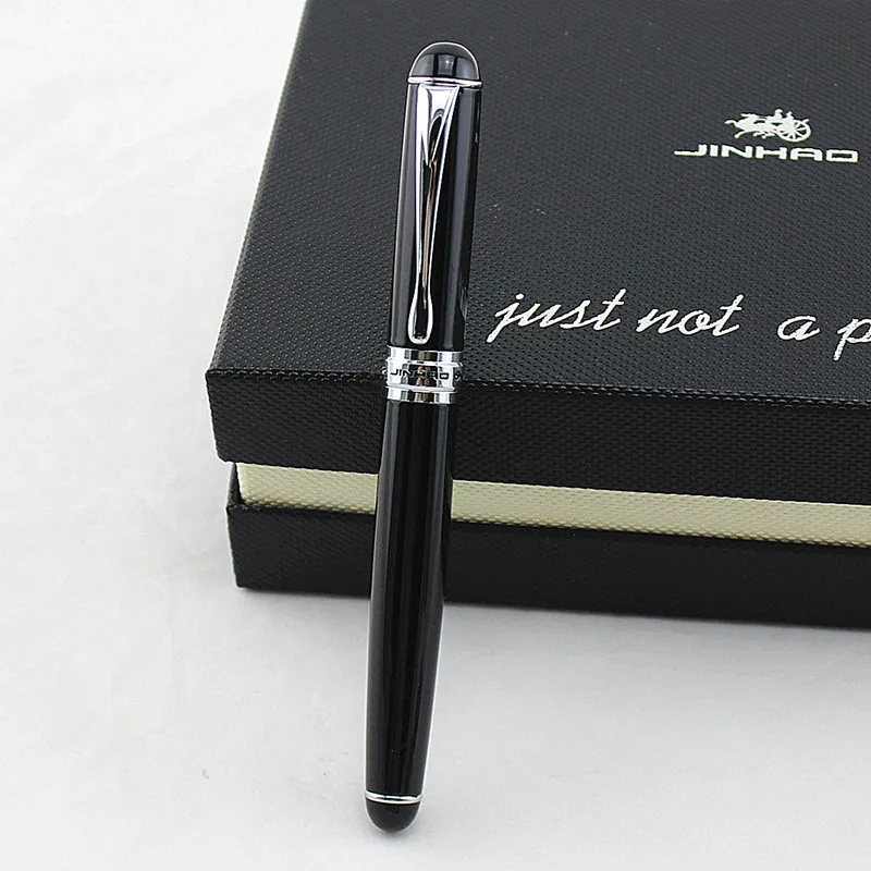 Jinhao X750 металлическая перьевая ручка золотого цвета 0,5 мм блестящая платиновая сталь школьные офисные бизнес чернила для письма ручки подарок канцелярские принадлежности
