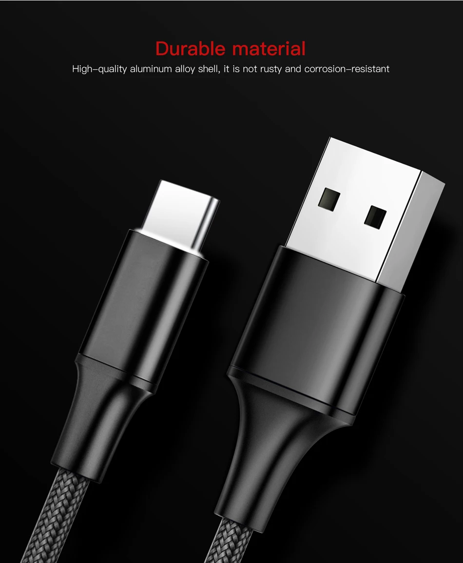 Usb type-C кабель для samsung S10 S9 S8 Xiaomi Redmi Note 7 8 10 провод для быстрого заряда шнур USB-C зарядное устройство кабель usbc 2 м