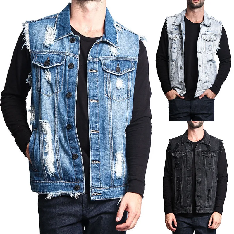 sleeveless jean jacket mens