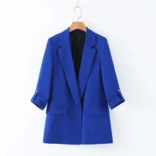 ^^Best Offers Autumn casual elegant ladies jacket 2019 new elegant loose roll sleeve blue blazer Temperament office long suit female ^^Best Offers Autumn casual elegant ladies jacket 2019 new elegant loose roll sleeve blue blazer Temperament office long suit female