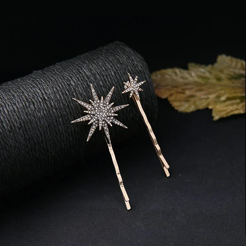 Morkopela Star Rhinestone Hairpin Vintage Women Hair Clip Moon Star Hair Pins Accessories Wedding Jewelry jewelry accessories hair accessory hair clip pearl hairpins