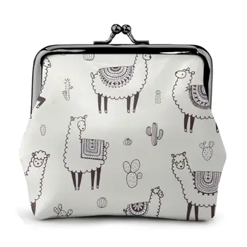 

OLN Coin Purse Women Lady Small Wallet Hand Drawn Llama Cactus Hasp Purse Card Holder Purses