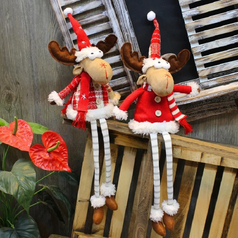 Christmas home decoration articles retractable plush elk doll handmade exquisite luxury elk decoration Christmas decorations