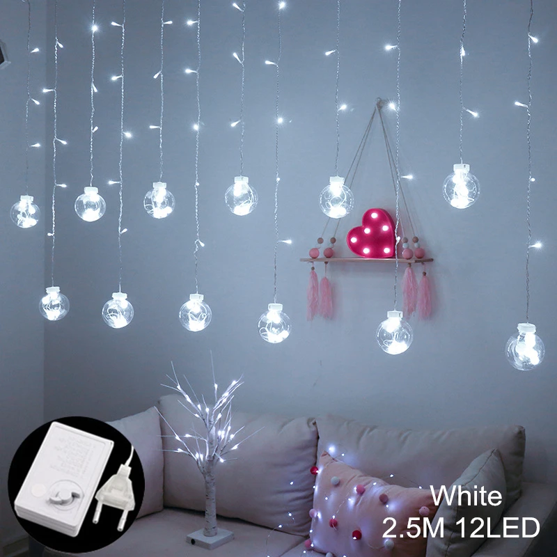 Christmas Decor for Home Elk Bell String Light LED Hanging Garland Christmas Tree Decor Ornament Navidad Xmas New Year Gift - Color: 0126-White