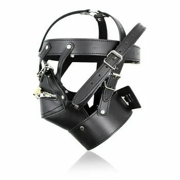 Gimp Head Harness Lockable Riding Mask Bondage Fetish Sex Toy BDSM Bondage Sex Headgear Erotic Black Slave Restraint Hood Mask 3