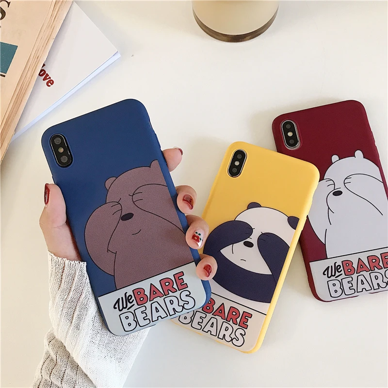 

Cartoon Solid Color Bear Phone Case for iPhone 6 S 7 8 Plus Case Silicone Fudge TPU Case for iPhone X XR XS MAX 6S Coque
