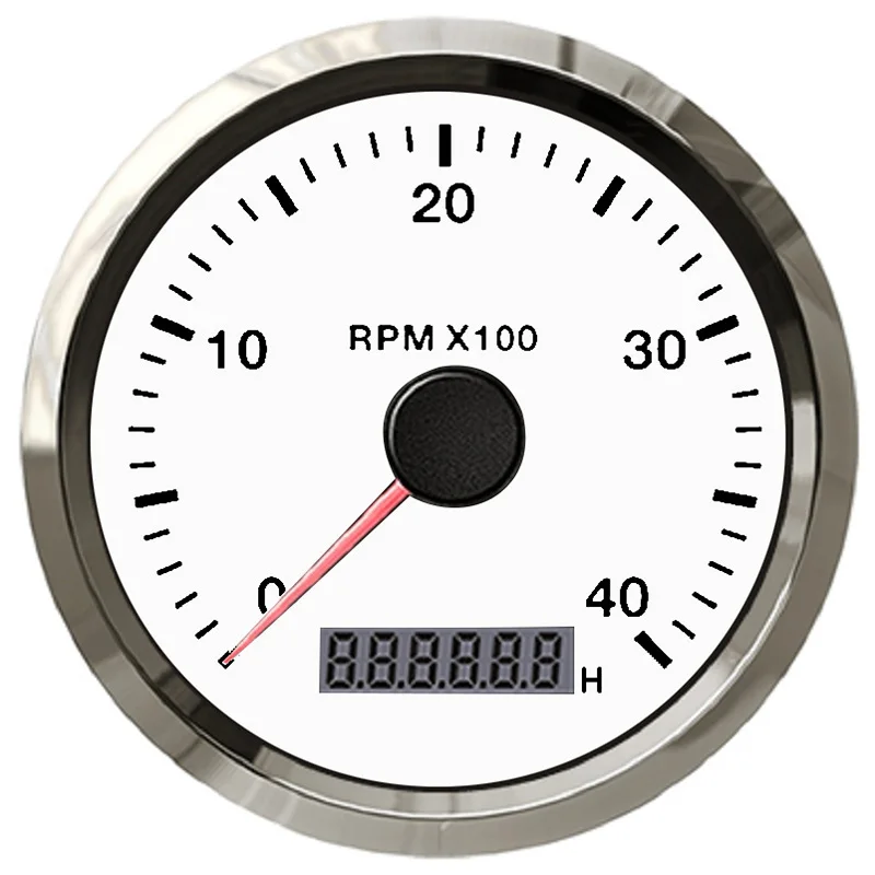85Mm 4000 RPM Tachometer dengan LED Digital Hour Meter Marine Outboard