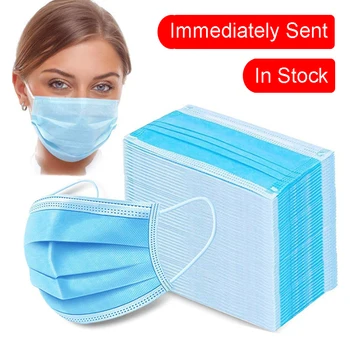 

50 PCS Disposable Protective Masks 3 Layers Dustproof Facial Protective Cover Masks Maldehyde Prevent bacteria anti-virus Masks