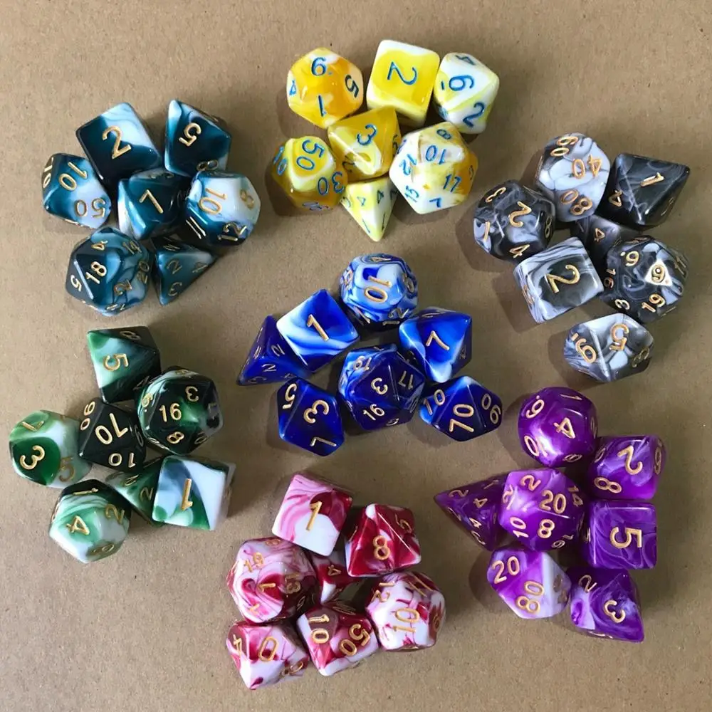 7 шт./компл. смолы многогранные кости d & d4 d6 d8 d10 % d12 d20 для TRPG игры кубик настольной