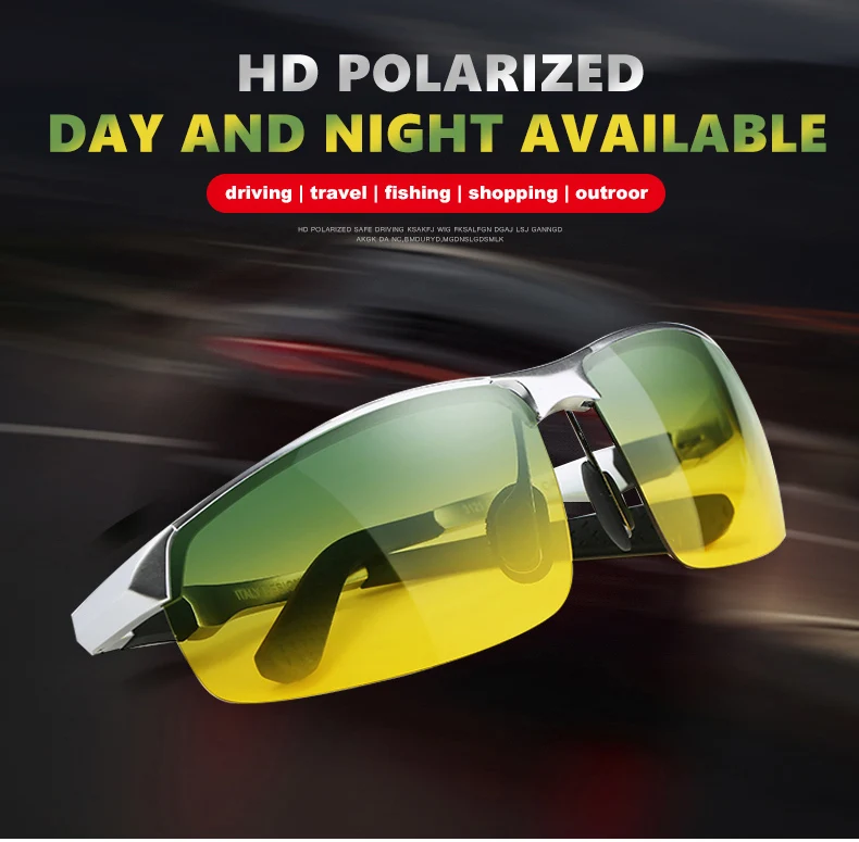 Occhiali da sole di design di marca Occhiali da sole polarizzati quadrati in alluminio e magnesio Tonalità di guida diurne e notturne antiriflesso_voghion.com