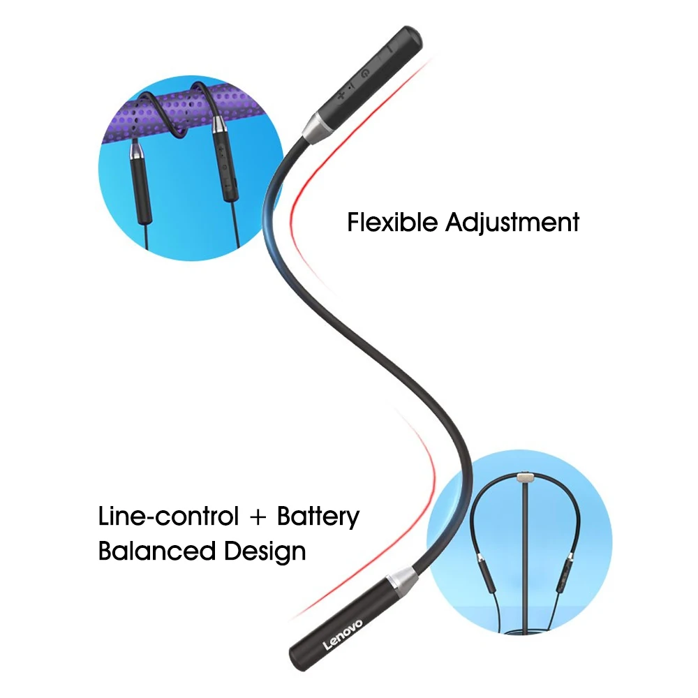 Lenovo беспроводные Bluetooth наушники Магнитная спортивная Гарнитура для бега IPX5 водонепроницаемые спортивные наушники с шумоподавлением