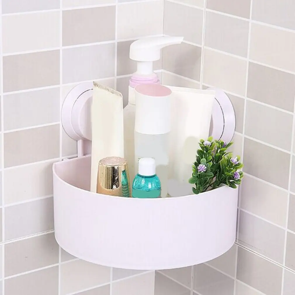 

Suction Cup Triangular Bath Shelf Bath Organizer Kitchen Storage Shelf Shampoo Conditioner Soap Razor Bathroom Accessories