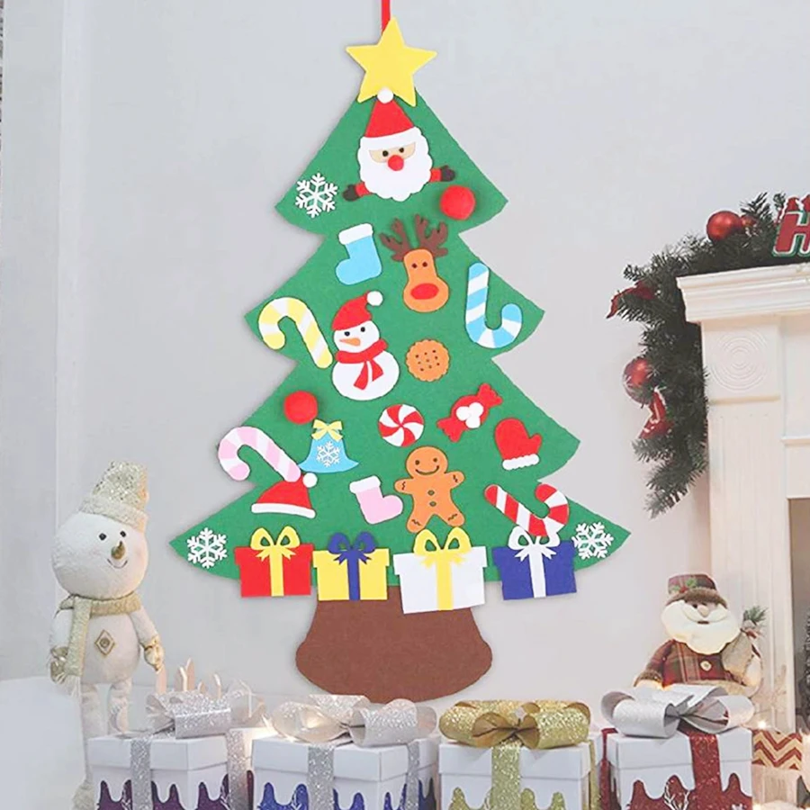 3D DIY войлочная Рождественская елка новогодние подарки Детские игрушки искусственное дерево настенные подвесные украшения Рождественское украшение для дома