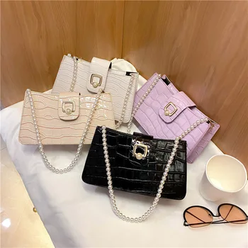 

Fashion Big Tote Female Bag Chain Shoulder Bags Messenger Bag PU Leather Crocodile Pattern Mobile Ladies Bags for Women 2020