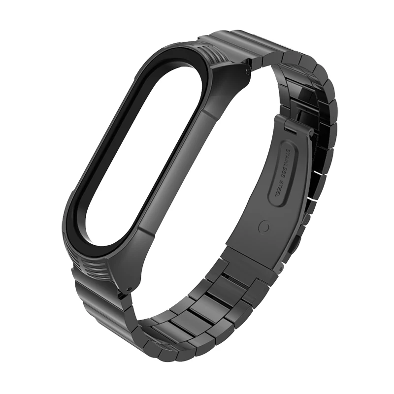 Mi Band 4 ремешок для Xiaomi mi Band 4 металлический браслет из нержавеющей стали для mi band 3 4 наручные Смарт-часы дизайн от mi jobs - Цвет: TF Style Black
