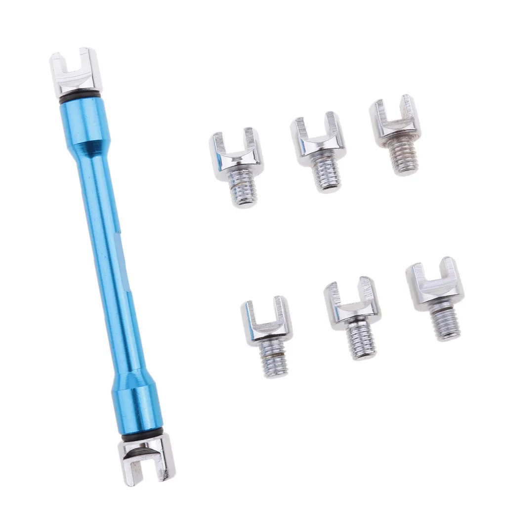 Universal Motorcycle Wheel Tire Spoke Wrench Set Handle Repair Tool 8 Size 5.4mm-6.8mm - Red/Blue