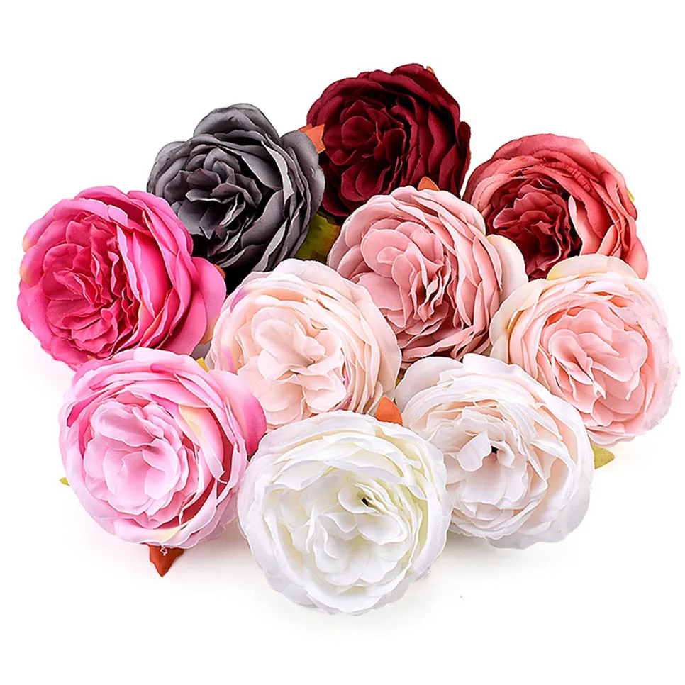 3,5 дюймов большие искусственные пионы розы Шелковые головки цветов для свадебного украшения DIY ВЕНОК Скрапбукинг Ремесло поддельные цветы - Цвет: mix