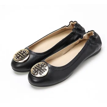

Brand Women Shoes Ballet Flats Woman Casual Boat Shoes Fashion Loafers Pointed Toe Soft Leather Shoes Top Quality 34-41