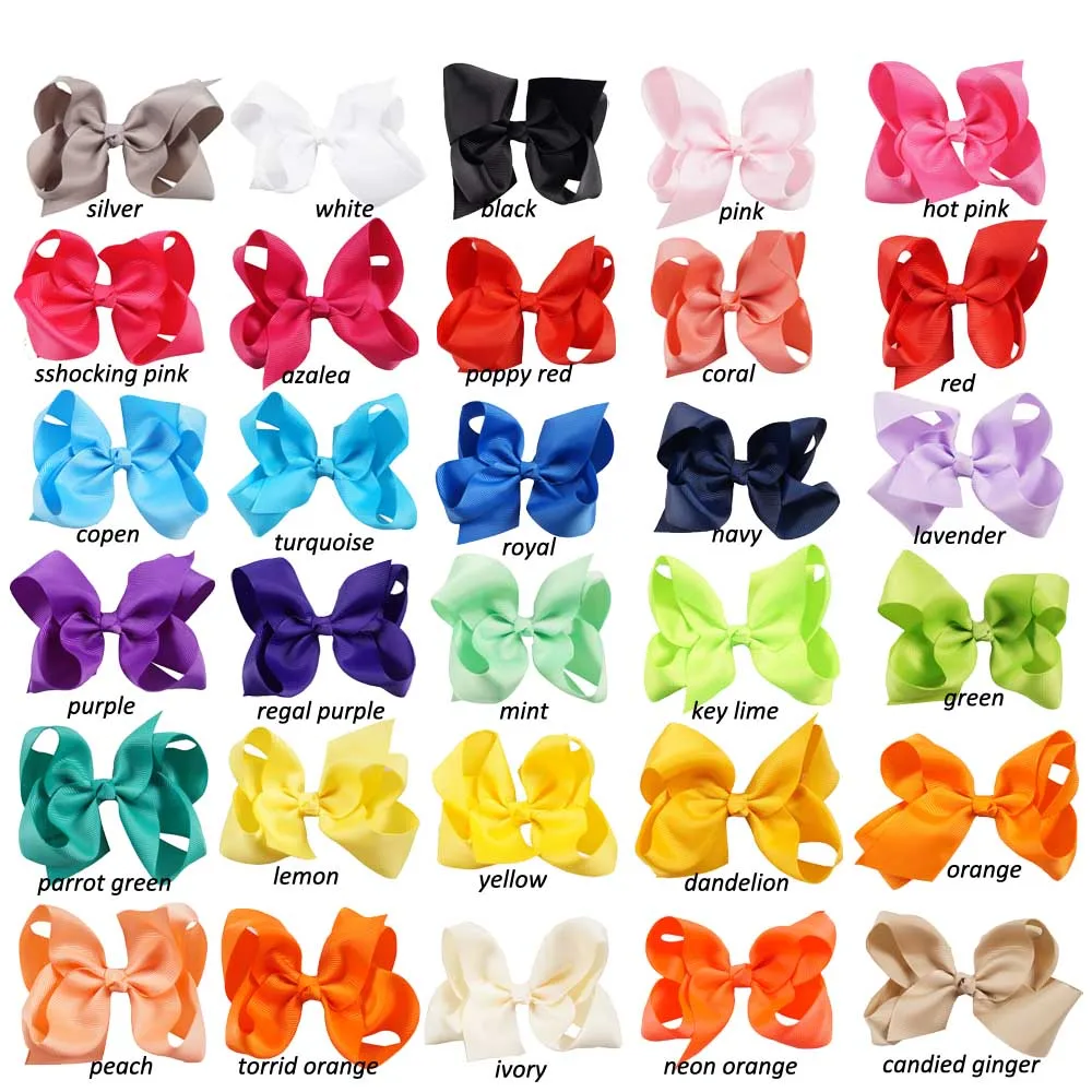 

30 Pcs/lot 4" Plain Hair Bows With Clips For Kids Girls Boutique Ribbon Hairbows Kids Hairgrips Hair Accessories(Can Pick Color)