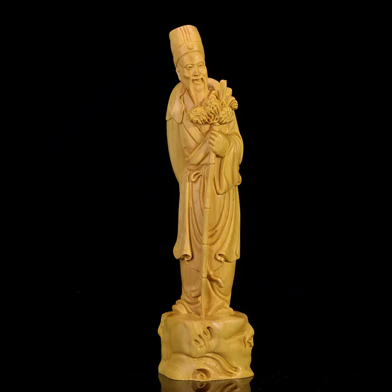 Boxwood 21cm Highly Skilled Doctor Li Shizhen Sculpture Solid Wood Figure Elder Statue Chinese Medicine Saint Home Decor | Дом и сад