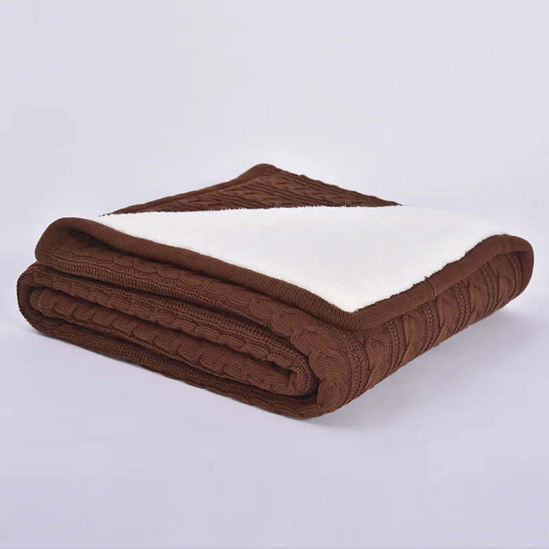 Массивное вязаное покрывало на кровать, толстый трикотажный плед из пряжи на диване, плюшевый твист домашний текстиль, одеяла, Прямая - Цвет: Coffee