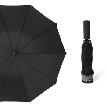

Phosphor Strip Sun Protective Windproof Shield Automatic Rainy Business Three Folding Durable Practical Enlarge Umbrella Reverse