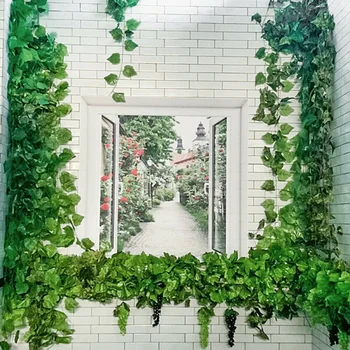 

12PCS Artificial Ivy Garland Trailing Leaf Vine Foliage Flower Hanging Home Decor Garlands Artificial Vine
