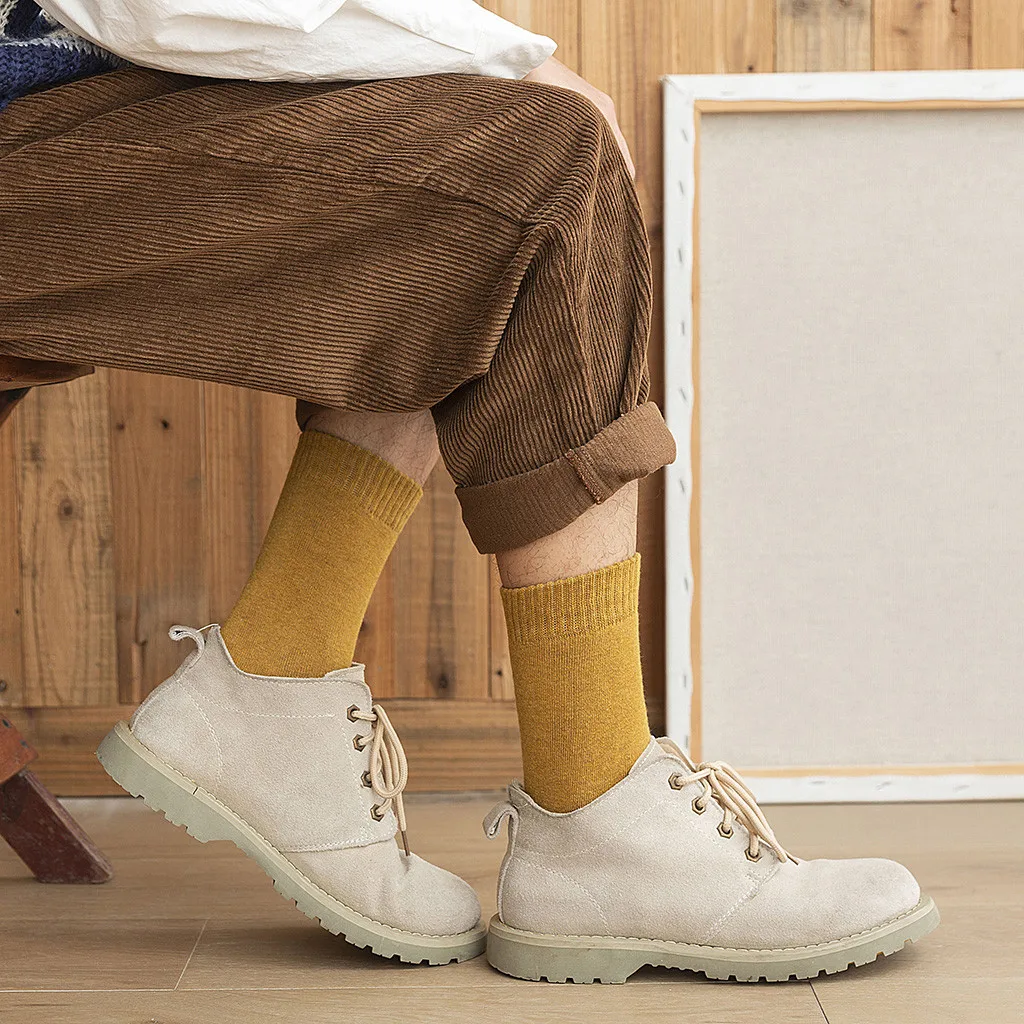 5 пар Хлопковых Носков унисекс, женские уличные носки средней длины, однотонные осенне-зимние теплые женские носки skarpetki damskie