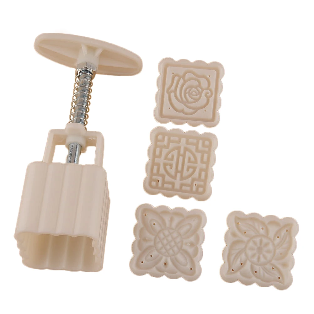Hot Moon cake Cake Fondant Pastry Decorating Mold Mould tool set with 4 Stamps