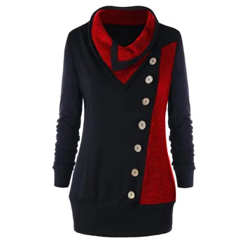 

Coat women's sweatshirt худи hoodies толстовки sports Leisure Vintage Long Sleeve Turn-Down Collar Buttons Patchwork Pullover h4