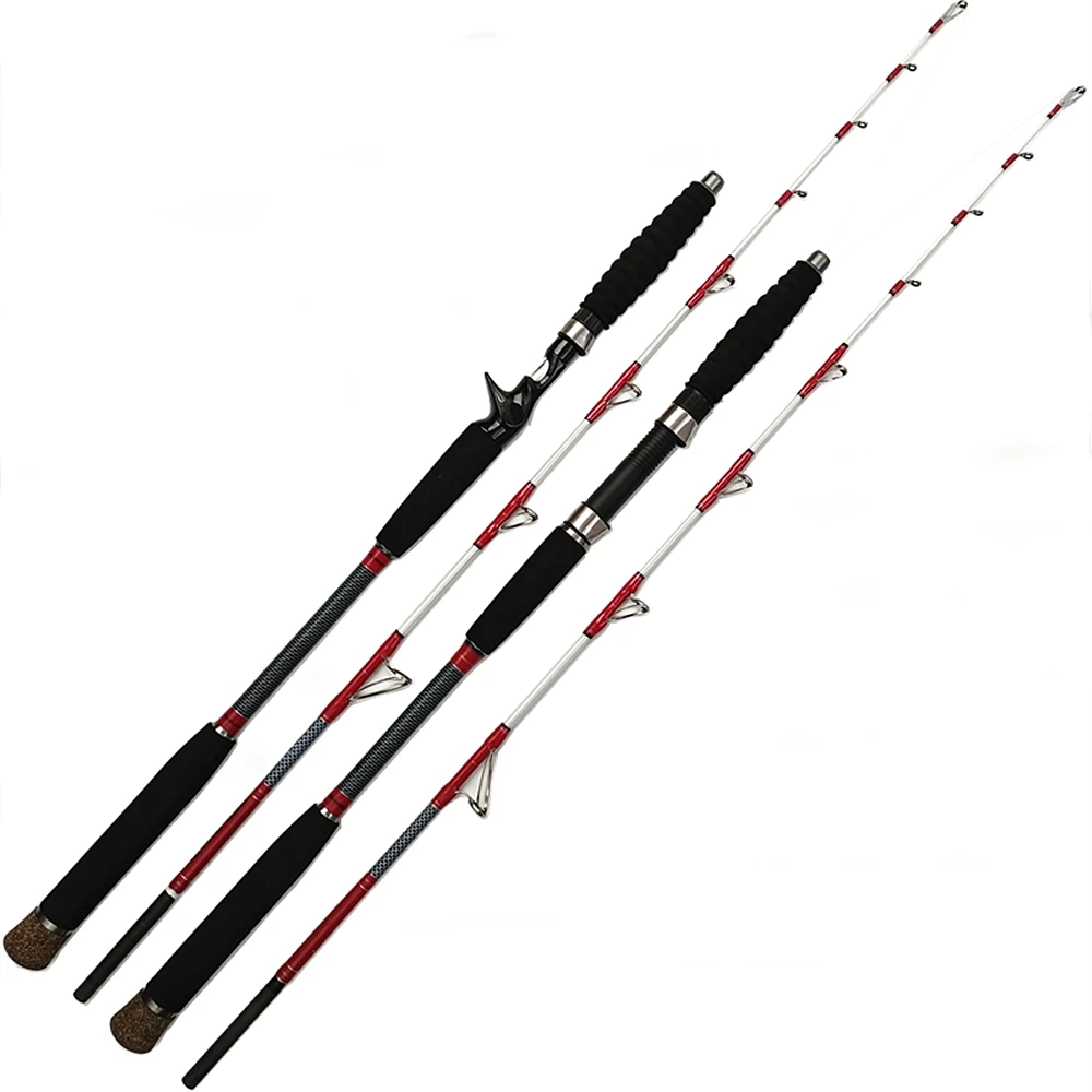 1.58m 5.2 feet Solid Tip Boat Fishing Rod spinning hunting rod FRP strong  casting 2 sections slow jigging female trolling rod XH