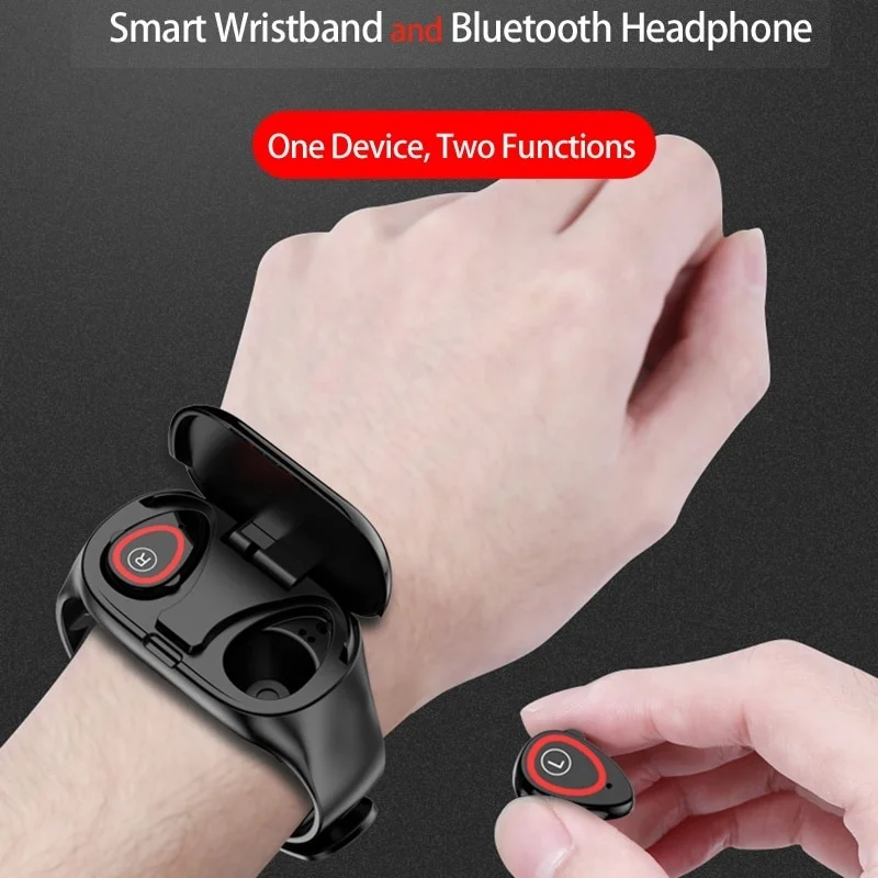 M1 Dual Bluetooth 5,0 наушники умный браслет устройство слежения за кровяным давлением Смарт часы для мужчин для IOS Android телефон