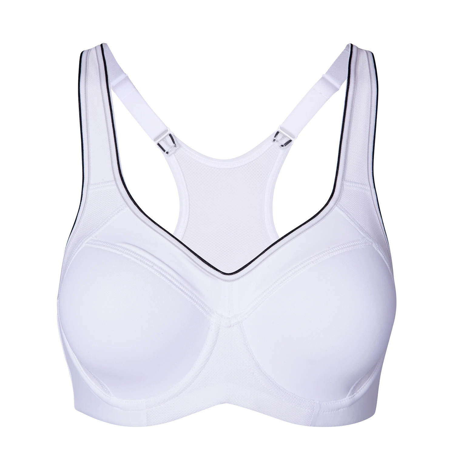 White04 SYROKAN Для женщин полный Поддержка ударопрочный с глубоким вырезом и легкой подкладкой спортивный бюстгальтер на косточках - Цвет: White04
