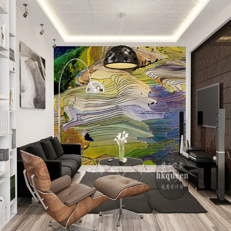 

Drop Shipping Custom 3D Wallpaper Terraced Landscape Oil Painting TV Backdrop Wallpaper Custom Office Mural Bedroom Wallpaper
